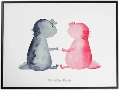 Produktbild von Mr. & Mrs. Panda tischmatte Axolotl Liebe - Weiß - Geschenk, Valentinstag, Lurche, Lurch, schreibtischunterlagen, Unterlage Schreibtisch, schreibtischunterlage