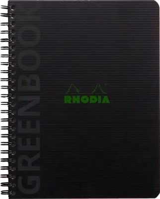Produktbild von Rhodia 5x Greenbook A5+ mit Spiralbindung 80 Blatt liniert 90g Schwarz 119915C