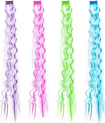 Produktbild von Haarclips 80er mit bunten Haarsträhnen Karneval Fasching Party