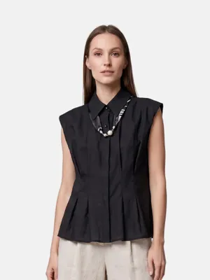 Produktbild von Chiara Ferretti Damenbluse Lyocell Polyester ärmellos Weiß Bianco UNICA ianco