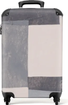 Produktbild von NoBoringSuitcases.com® Koffer Handgepäck Trolley Rollkoffer Kleine Reisekoffer mit 4 Rollen - Geometrie - Formen - Grau - Würfel - Cabin Size < 55x40x23 cm & 55x40x20 cm - Fotokoffer - Kabinenkoffer - BoardgepäckHandgepäck Koffer 55x35x20 cm, 36L,