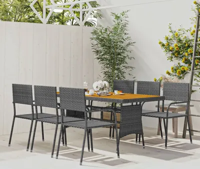 Obrázok produktu pre Maison Exclusive – 7-dielna záhradná jedálenská súprava z polyratanu, sivá