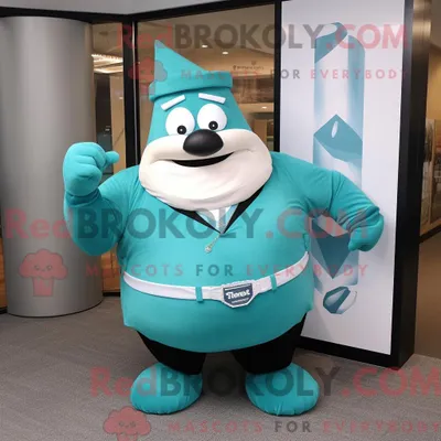 Productafbeelding van Mascot REDBROKOLY karakter van een blauwgroen sterke man gekleed met een A-lijn rok en stropdassen