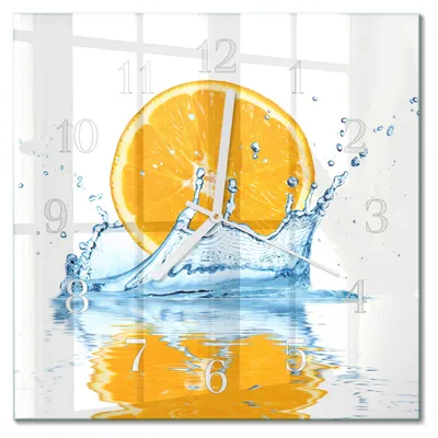 Produktbild von Tulup Glasuhr Wanduhr Küchenuhr Echt-Glas 30x30 cm Modern Dekorativ Geräuschlos Weiße Zeiger - Orangenwasser
