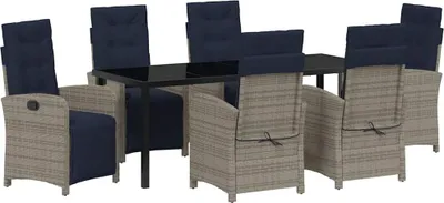 Immagine prodotto di vidaXL Set da pranzo da giardino, 7 pezzi, grigio, rattan sintetico