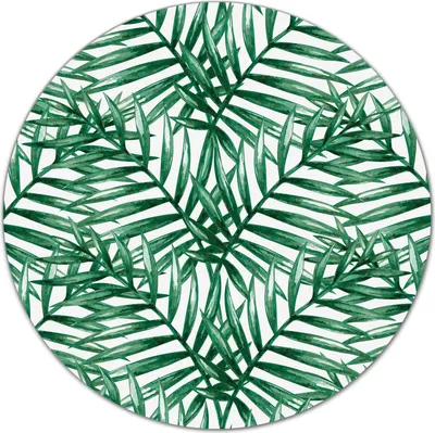 Produktbild von Glas Schneidebrett Herdabdeckplatten Schneideplatten Rund - 40 cm - Palmblatt Blumen
