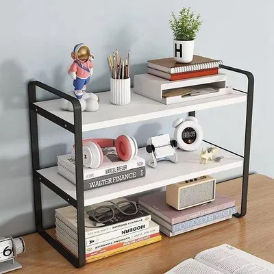 Immagine prodotto di Libreria in legno - Organizzazione dell'ufficio - 2 ripiani - Bianco + Nero