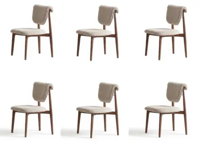Zdjęcie produktu dla Zestaw nowoczesnych krzeseł do jadalni, beżowy kolor, solidne drewniane nogi, tapicerowane. Nowoczesny design