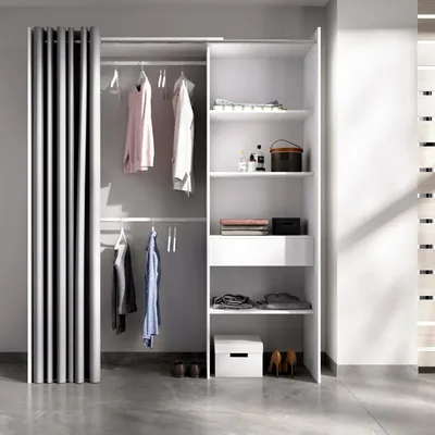 Immagine prodotto di Dmora Guardaroba Grande Arim 50x205h cm Bianco, Appendiabiti 5 Vani
