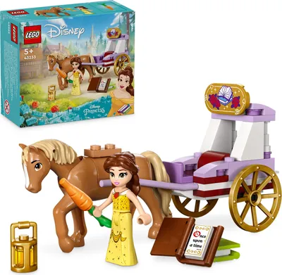 Produktbild von LEGO Disney Princess Belles Pferdekutsche, Prinzessinnen-Set mit Pferde-Spielzeug und Puppe, Kutsche mit Pferdefigur zum Disney Film Die Schöne und das Biest, Geschenk für Mädchen und Jungen 43233