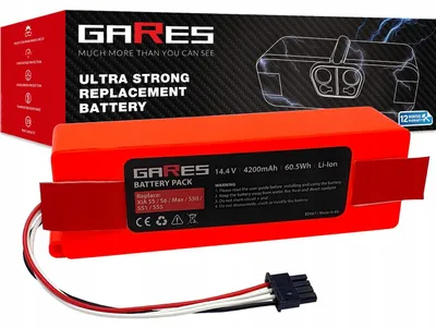 Obrázek produktu pro Gares Náhradní baterie pro Xiaomi Roborock S50 S51 S55 | 14,4V 4,2 Ah Li-Ion | Vysokovýkonná baterie pro robotický vysavač | Kompatibilní s Xiaomi Roborock S50 S51 S55 | Prémiová kvalita