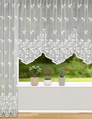 Produktbild von Fensterstore Jacquard weiß - Fertigvorhang von Albani: Weiß / 175x450cm Farbe: Weiß Größe (HxB): 175x450cm