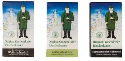 Produktbild von Crottendorfer Räucherkerzen 3er Set Weihnachtlicher Weihrauch/Weihrauch-Melisse/Erzgebirgische Weihnacht - Inhalt jeweils 24 Stück, Größe M (Standard)