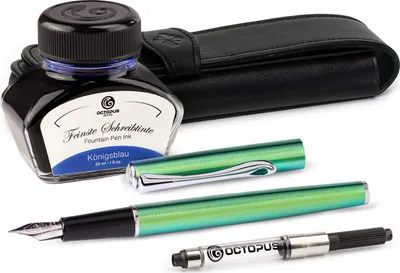 Produktbild von Diplomat Traveller Funky Green mit Lederetui, Schreibtinte und Tintenkonverter