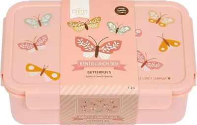 Produktbild von A little lovely Company Kinder Bento Lunchbox Brotdose 14x21 cm (Schmetterlinge Rosa)