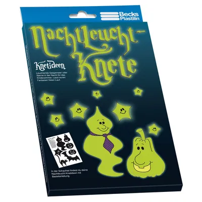 Produktbild von Becks Plastilin B100015 Nachtleuchtknete 100g, fluoreszierend, weiß/grün (100 g)