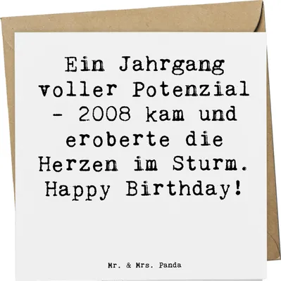 Produktbild von Mr. & Mrs. Panda Deluxe Karte Spruch 2008 Geburtstag - Weiß - Geschenk, feiern, Happy Birthday, Alter, Jubiläum, anlasskarte, Klappkarte, Glückwunsch, Glückwunschkarte