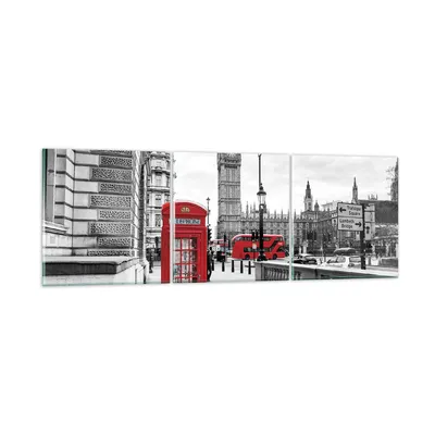 Produktbild von Bilder auf glas - 3 Teile - Schuppen Telefon London - 120x40cm - Glasbilder - Wandbilder - Bilder - zum Aufhängen bereit - Wanddekoration aus Glas - Glas Bilder - Wandbild auf Glas - GCA120x40-4326