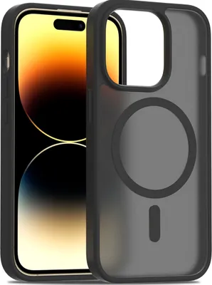 Produktbild von Magnetisch Hülle für iPhone 14 Pro, Kompatibel mit MagSafe, Transluzente Matt Rückseite Stoßfeste Handyhülle Schwarz