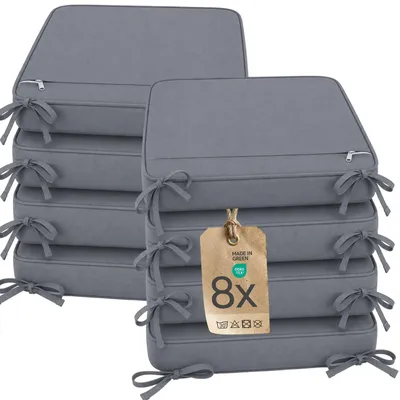 Produktbild von Sitzkissen Stuhlkissen Indoor & Outdoor 8er Set 45x45 cm - Anthrazit - etérea Mila Stuhl Kissen Auflage