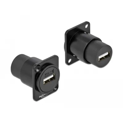 Produktbild von DeLOCK D-Typ Modul USB 2.0 Typ-A Buchse zu Buchse, USB A, USB A, Schwarz