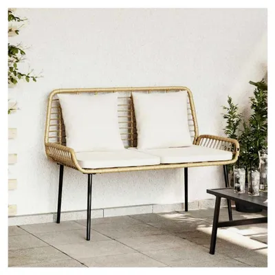 Produktbild von Gartenbank mit Kissen in Schwarz und Anthrazit, 109 x 63 x 83 cm