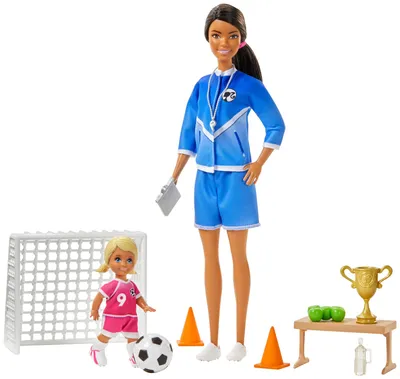 Produktbild von Barbie Fußballtrainerin Puppe (brünett) und Zubehör
