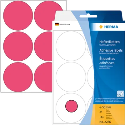 Produktbild von Vielzweck-Etiketten 50mm leuchtrot VE=10x144 Stück