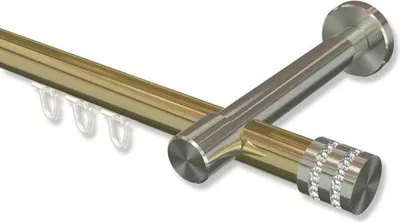Produktbild von Interdeco Innenlaufstange, Gardinenstange mit Innenlauf Messing-Optik / Edelstahl-Optik Modell Prestige Estana, 20 mm Ø 1-läufig, 400 cm (geteilt)
