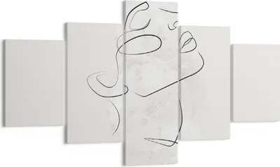 Produktbild von Bild auf Leinwand - Leinwandbild - 5 Teile - Gesicht Linie Skizze - 125x70cm - Wand Bild - Wanddeko - Wandbilder - Leinwanddruck - Bilder - Wanddekoration - Leinwand bilder - Wandbild - EA125x70-5031