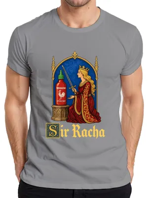 Produktbild von Sir Racha Sriracha Hot Sauce Königin Schwert Statement Sarkasmus Herren T-Shirt, Grau, M