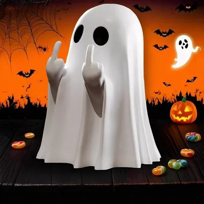 Produktbild von Halloween-Geist-Statue, handgefertigt, 6 x 8,5 cm, Binnen- und Außendekoration