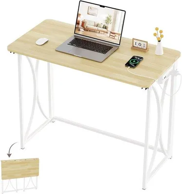 Productafbeelding van Vouwbureau - Klaptafel Werkplek - Thuiswerken Kantoor - Modern Ontwerp - S Formaat - Rustiek Bruin
