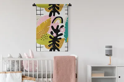 Produktbild von MuchoWow® Wandteppich Wandbehang Blatt - Muster - Dschungel 60x90 cm Tapisserie Dekoration Wandtuch - Foto-Teppich - Abwaschbar