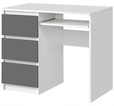 Zdjęcie produktu dla Biurko RADEK 90 cm biały mat + szary 3 szuflady lewe laminowane