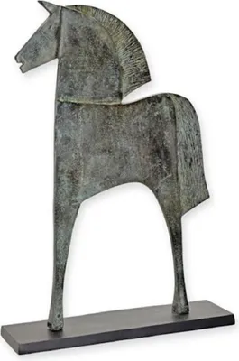 Produktbild von Casa Padrino Luxus Aluminium Deko Skulptur Pferd Antik Mintgrün / Schwarz 40,1 x 11 x H. 57,5 cm - Abstrakte Aluminium Deko Figur - Wohnzimmer Deko - Schreibtisch Deko