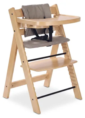 Produktbild von Buxibo Holz-Wachstumsstuhl für Kinder – Mit Essbrett – Verstellbarer Kinderstuhl für Komfort & Design – Inkl. Kissen – 48x58x80 cm – Holz