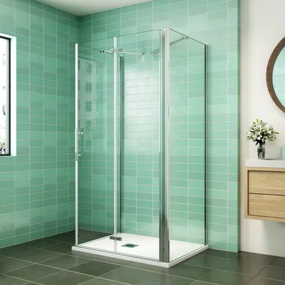 Produktbild von U-förmige Duschraum-Falttür + Drehtür 80x70x80cm (Seitenwand: 80cm) U-förmige Duschraum-Duschabtrennung + 2xStabilisatorstange