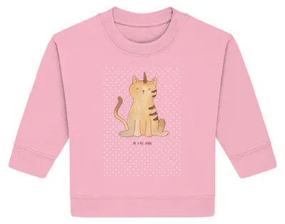 Produktbild von Mr. & Mrs. Panda Organic Baby Pullover Einhorn Katze 24. - 36. Monat - Baumwolle Pink - Geschenk, Unicorn, Mieze, Glitzer, Regenbogen, Bullover