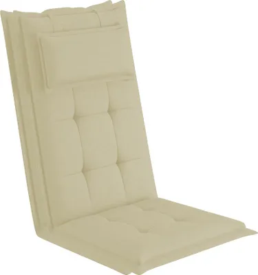 Produktbild von sunnypillow 2 Stück Gartenstuhlauflagen mit abnehmbarem Kopfpolster 120 x 50 x 9 cm Hochlehner Auflage Polsterauflagen UV-Lichtecht Stuhlauflage Cremefarben