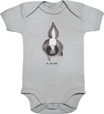 Produktbild von Mr. & Mrs. Panda Babybody Stinktier Angriff 12. - 18. Monat - Heather Grey - Geschenk, Strampler, babykleidung body, Baby, Drohung, Stinker, Babystrampler, Raubtier
