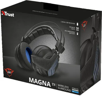 Produktbild von Trust GXT 393 Magna, Verkabelt & Kabellos, Gaming, 20 - 20000 Hz, 319 g, Kopfhörer, Schwarz, Blau