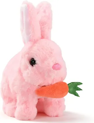 Produktbild von 1 Stueck Ostern Plueschhasenspielzeug, Interaktives Kaninchen Spielzeug, Elektronisches Pluesch Hase Spielzeug, Interactive Easter Bunny Toy, Huepfendes Kaninchen Spielzeug, fuer Kinder, Jungen, Maedchen,Rosa
