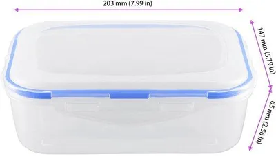 Immagine prodotto di Ibenzoa® Set di 5 contenitori trasparenti per alimenti, capacità 1100 ml – impilabili, in PP senza BPA, adatti al microonde fino a 120°C, adatti al congelatore fino a -20°C, dimensioni 20,3×14,7×6,5 cm