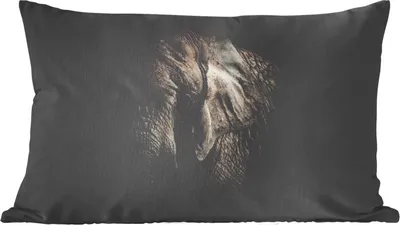 Produktbild von MuchoWow® Zierkissen Sofakissen Wohnzimmer Dekokissen 50x30 cm Elefant - Porträt - Tiere - Schwarz - Wohnzimmerdekoration - Polster mit Photo