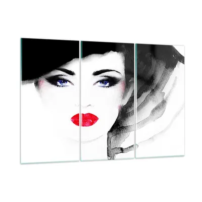 Produktbild von Bilder auf glas - Frau Gesicht - 165x110cm - Glasbilder - Wandbilder - Kunstdruck - zum Aufhängen bereit - Wanddekoration aus Glas - Glas Bilder - Wandbild auf Glas - 3 Teile - GCE165x110-3756