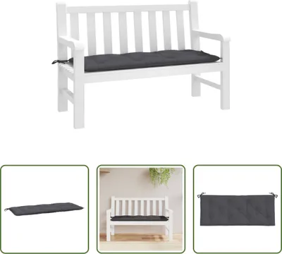 Image de The Living Store Coussin pour banc de jardin anthracite 120x50x7 cm tissu Oxford