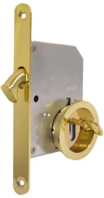 Image de Ensemble de serrure pour porte coulissante - Rosace ronde avec clé