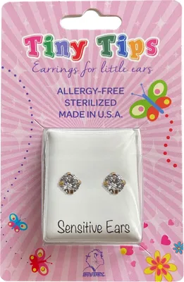 Produktbild von Studex Sensitive Tiny Tips Chirurgenstahl Ohrstecker vergoldet Kinderohrringe mit Zirkonia 2-4mm Größe - 3 mm