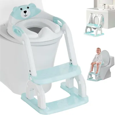 Image de Tabouret d'apprentissage pour toilettes, avec marche, pliable, réglable en hauteur (8 positions), pour enfant